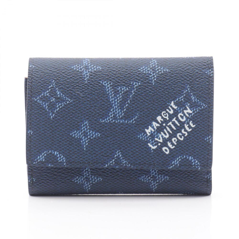Louis Vuitton Victor Wallet Monogram Heritage Ocean Canvas Leather Navy Blue